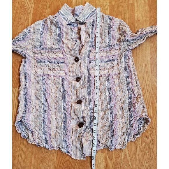 Free People High Tide Multistripe Shirt sz Large - Picture 8 of 10